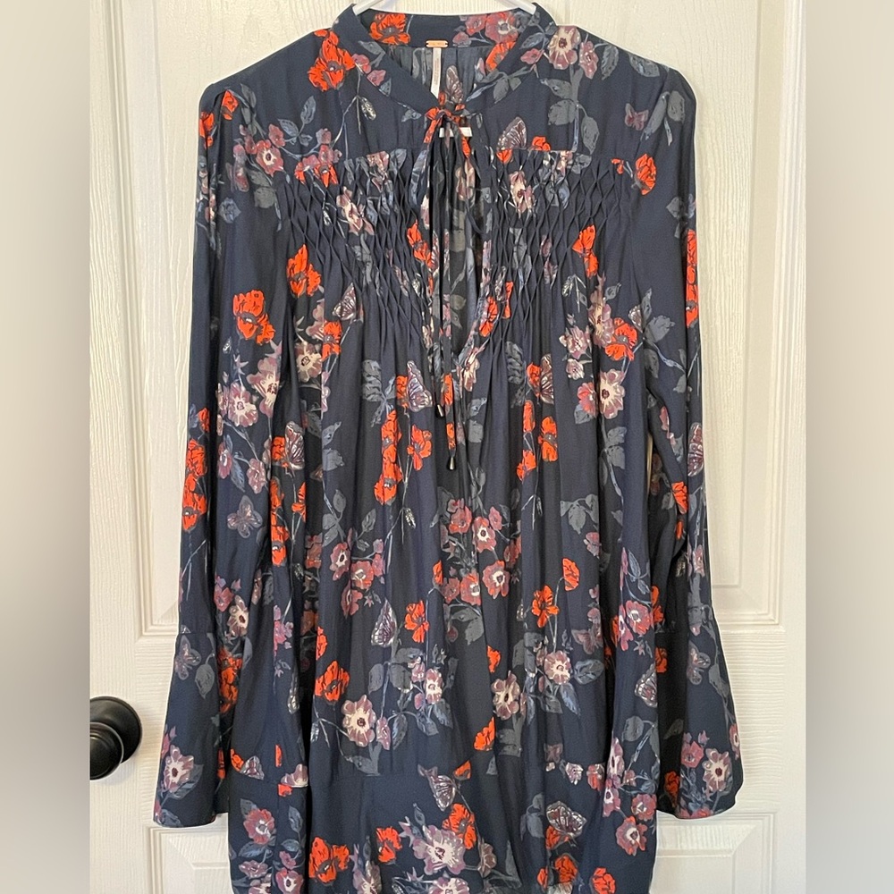 Free people Blue Orange Floral Tunic Shirt Dress